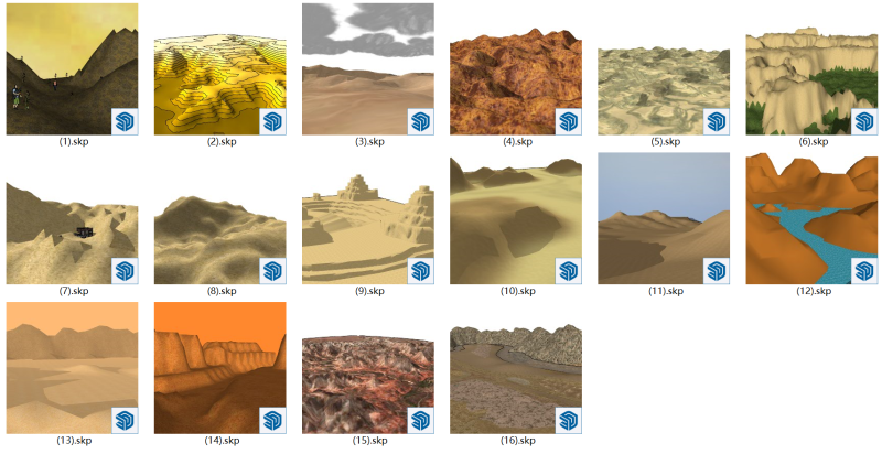 Berge, Hügel, Hochebenen, Ebenen, Hügel, Bäche, SketchUp-Modell 3D Modell .c4d .max .obj .3ds .fbx .stl .blend 