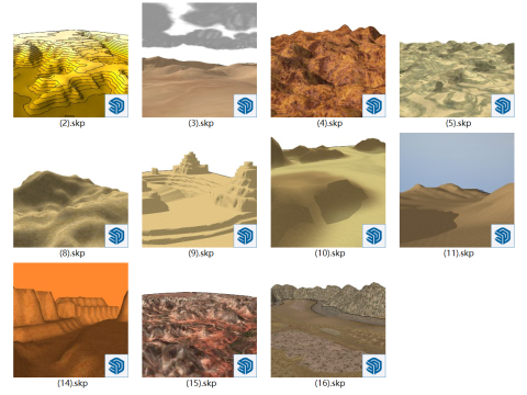 Mountains hills plateaus plains hills streams SketchUp model 3D Model