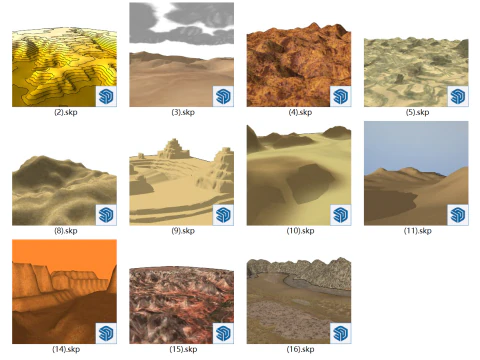 Mountains hills plateaus plains hills streams SketchUp model 3D Model