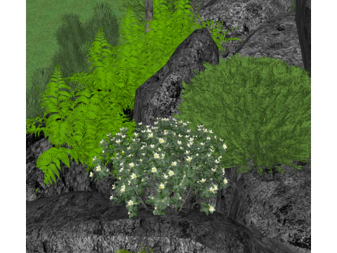 Ecological staircase landscape interwoven with natural stacked stones and green plants SketchUp mod 3D Model