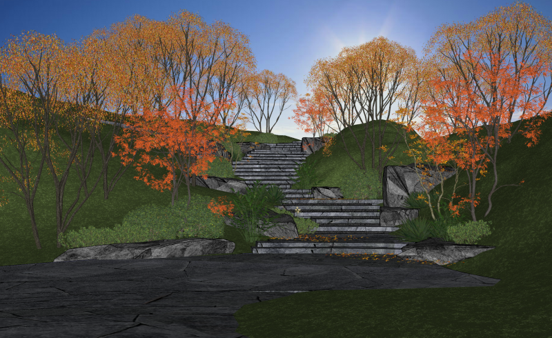 प्राकृतिक भू-भाग स्केचअप मॉडल में लैंडस्केप नोड डिज़ाइन 3D मॉडल .c4d .max .obj .3ds .fbx .stl .blend