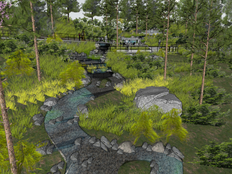 Modèle SketchUp de rendu de paysage de bord de mer de style naturel moderne Modèle 3D