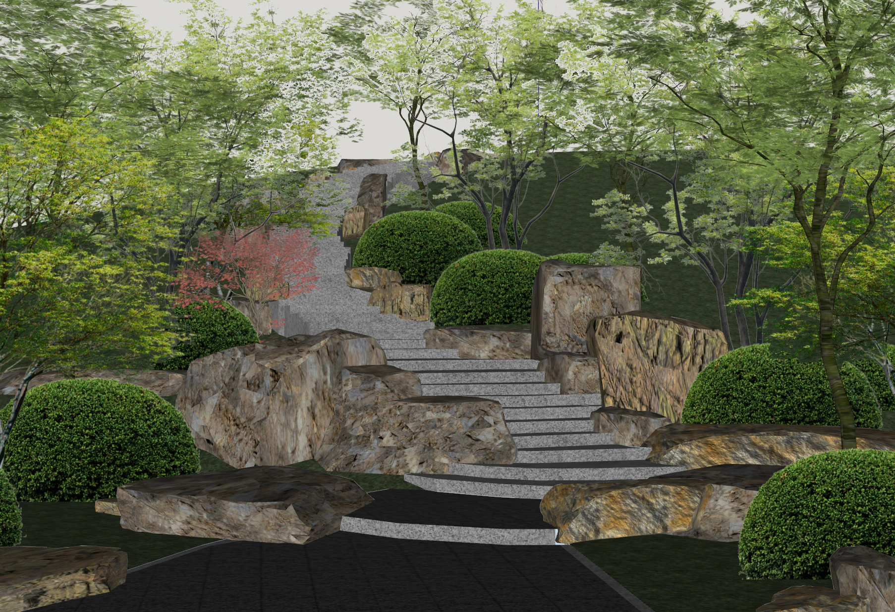 Klasik Bahçe Stili SketchUp Modelinde Dikey Manzara Oluşturma 3D Model .c4d .max .obj .3ds .fbx .stl .blend