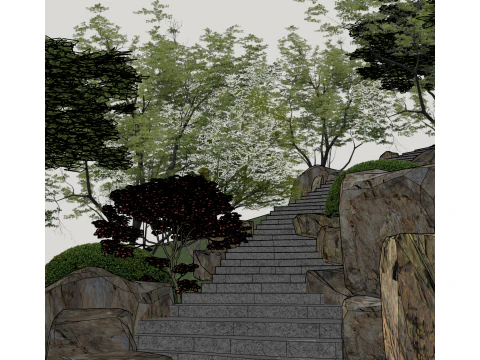 Klasik Bah&ccedil;e Stili SketchUp Modelinde Dikey Manzara Oluşturma 3D Model