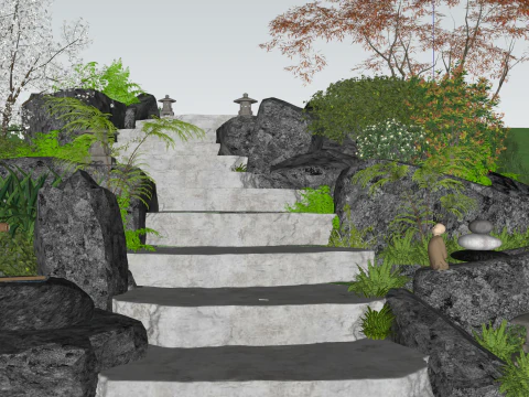 Belonging to the Japanese style dry landscape courtyard SketchUp model 3D Model