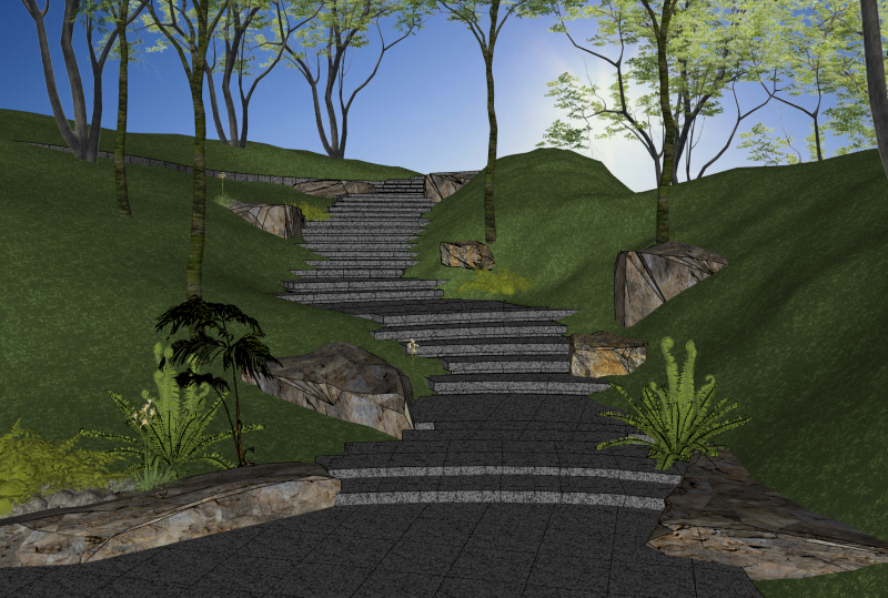 生态边坡景观SketchUp模型 3D 模型 .c4d .max .obj .3ds .fbx .stl .blend