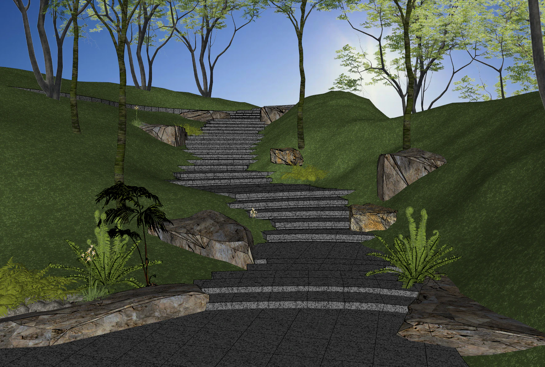 Ecological Slope Landscape SketchUp Model 3D Model .c4d .max .obj .3ds .fbx .stl .blend 