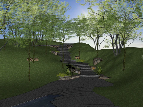Ecological Slope Landscape SketchUp Model 3D Model