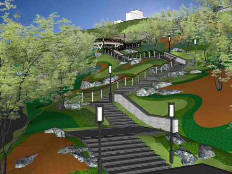 Three dimensional design of park landscape multifunctional composite outdoor space layout SketchUp 3D Model