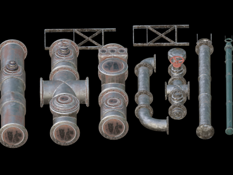 Paslanmış endüstriyel boru hatları 3D Model