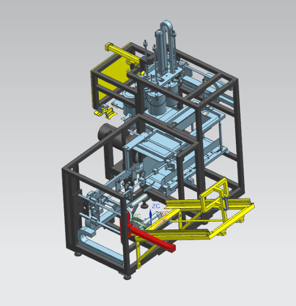 Projekt automatycznej maszyny pakującej folię zewnętrzną do wiader z farbą UG 3D Model 3D .c4d .max .obj .3ds .fbx .stl .blend