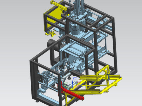 Projekt automatycznej maszyny pakującej folię zewnętrzną do wiader z farbą UG 3D Model 3D
