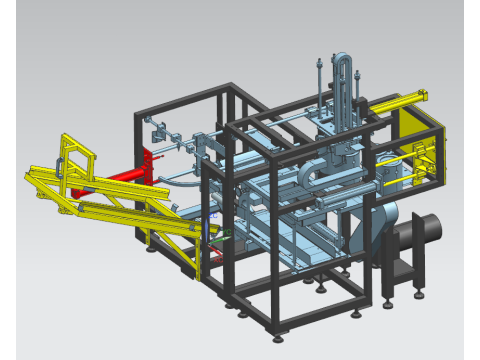 Projekt automatycznej maszyny pakującej folię zewnętrzną do wiader z farbą UG 3D Model 3D