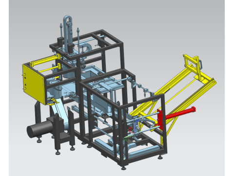 Projekt automatycznej maszyny pakującej folię zewnętrzną do wiader z farbą UG 3D Model 3D