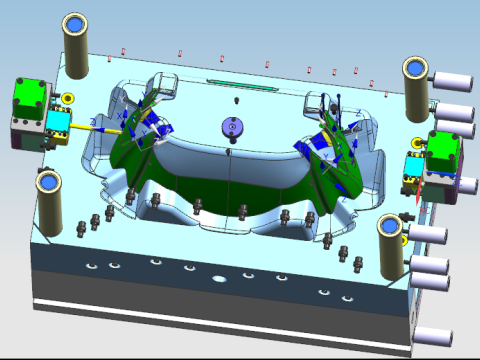 自動車フロントバンパーボディ金型設計UGステップ 3Dモデル