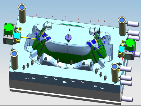 Design of Automobile Front Bumper Body Mold UG step 3D Model