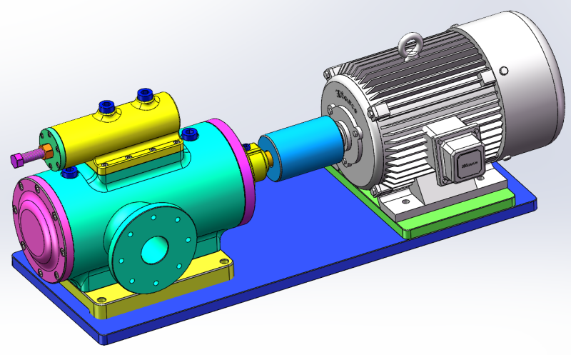 Three screw pump SolidWorks 3D 3D Model .c4d .max .obj .3ds .fbx .stl .blend 