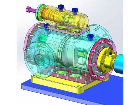 Three screw pump SolidWorks 3D 3D Model
