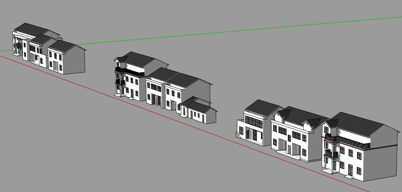 Casa rural de parede branca e azulejo preto modelo SU Modelo 3D .c4d .max .obj .3ds .fbx .stl .blend