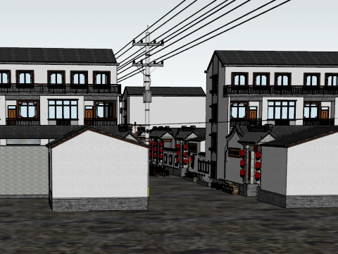 Modelo SU de la calle de bocadillos folcl&oacute;ricos de la ciudad antigua Modelo 3D