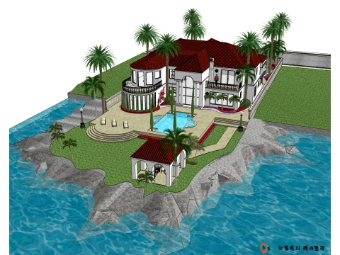 欧式海岸景观别墅SU模型 3D 模型