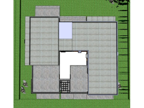 Modelo SU de moradia de dois pisos com garagem e bloco escalonado de bet&atilde;o misto Modelo 3D