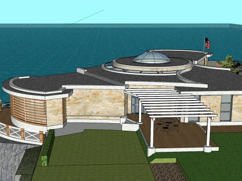 Water Arc View Villa SU Model 3D Model