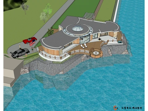 Water Arc View Villa SU Model 3D Model