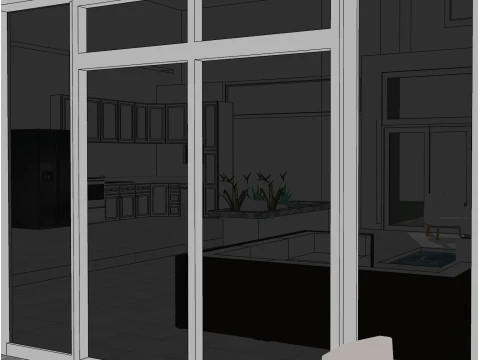 Modern minimalist two-story raised courtyard flat roof self built house SU model 3D Model