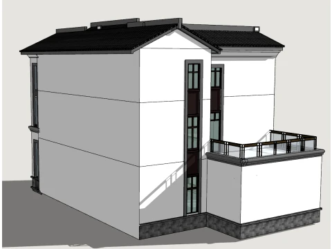 Modern minimalist three story staggered villa SU model 3D Model