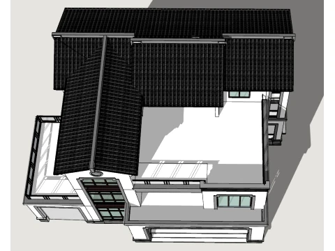 Modern minimalist three story staggered villa SU model 3D Model
