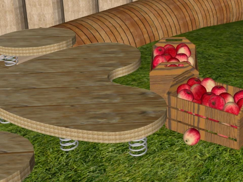 Moderno Pocket Park Piccolo parco Spazio verde Angolo di strada Parco Galleria Attrezzature in legno Modello 3D