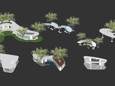 Modern corridor shaped landscape corridor leisure landscape pavilion landscape structure square land 3D Model