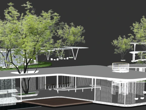 Modern corridor shaped landscape corridor leisure landscape pavilion landscape structure square land 3D Model