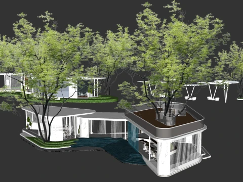 Modern corridor shaped landscape corridor leisure landscape pavilion landscape structure square land 3D Model
