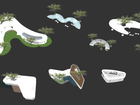 Modern corridor shaped landscape corridor leisure landscape pavilion landscape structure square land 3D Model