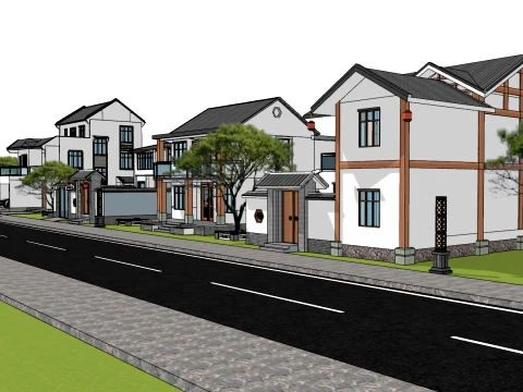 农村自建住房集群SU模型 3D 模型