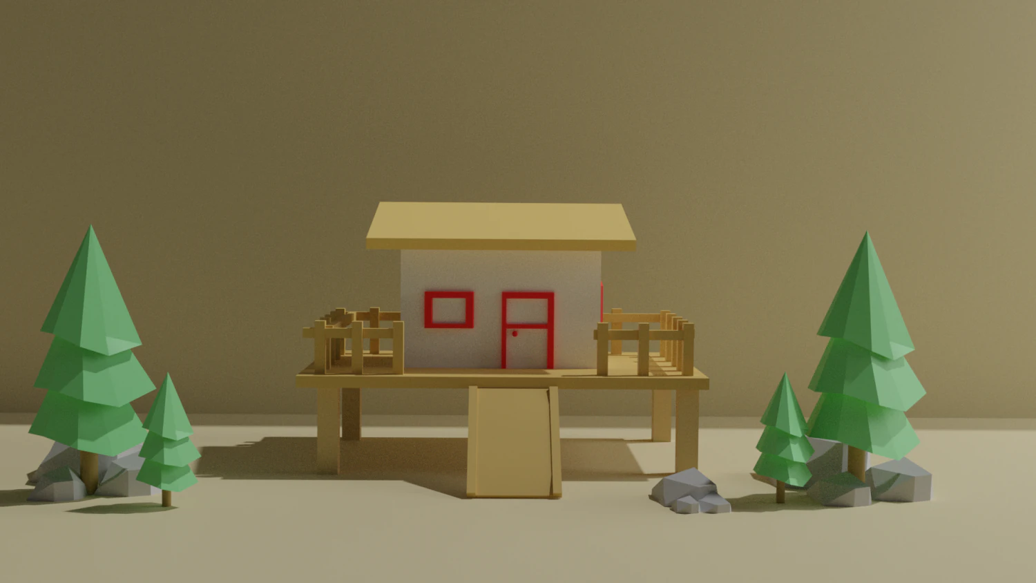 3d beach house lowpoly 3D Model .c4d .max .obj .3ds .fbx .stl .blend 