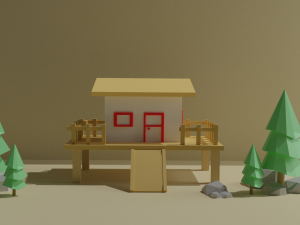 3d beach house lowpoly Modelo 3D