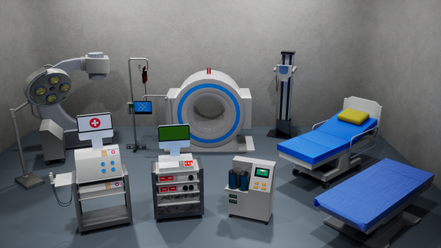 Medical equipment - low poly 3D Model .c4d .max .obj .3ds .fbx .stl .blend 