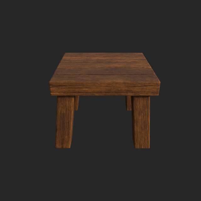 Wooden stool 3D Model .c4d .max .obj .3ds .fbx .stl .blend 