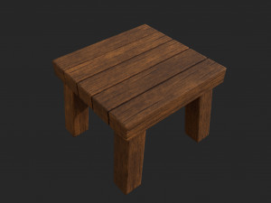 Wooden stool 3D Model