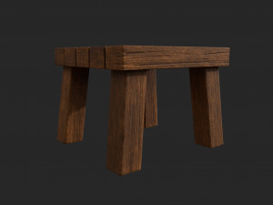 Wooden stool 3D Model