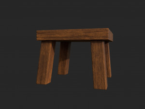 Wooden stool 3D Model