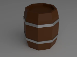 barril livre low-poly Modelo 3D
