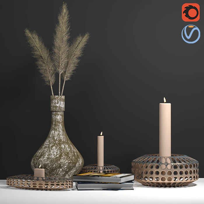 decorative set 001 3D Model .c4d .max .obj .3ds .fbx .stl .blend 
