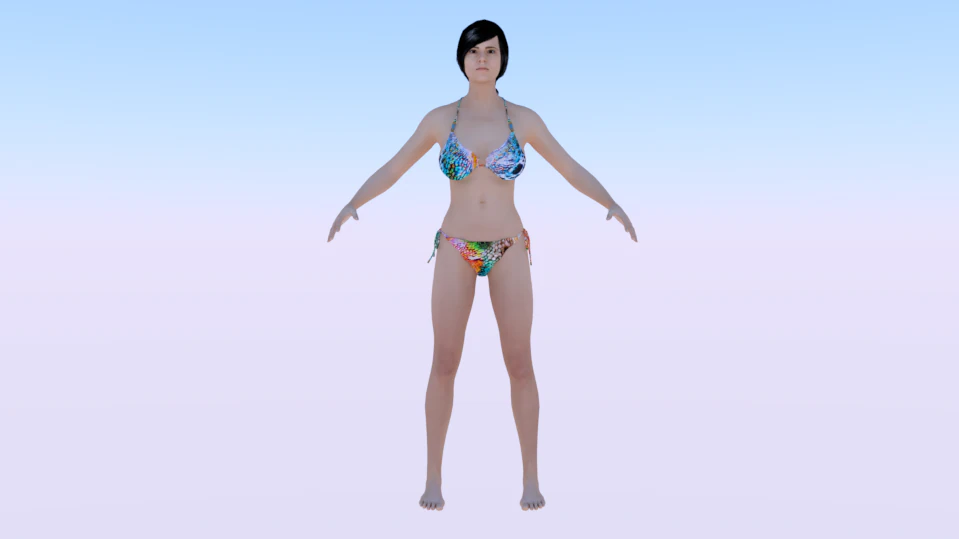 A Woman in a Bikini 04 3D Model .c4d .max .obj .3ds .fbx .stl .blend 