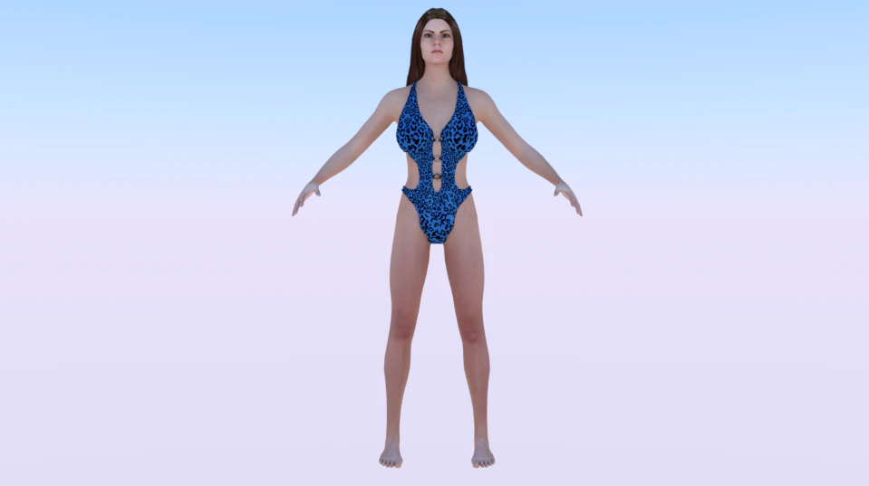 A Woman in a Swimsuit 02 3D Model .c4d .max .obj .3ds .fbx .stl .blend 