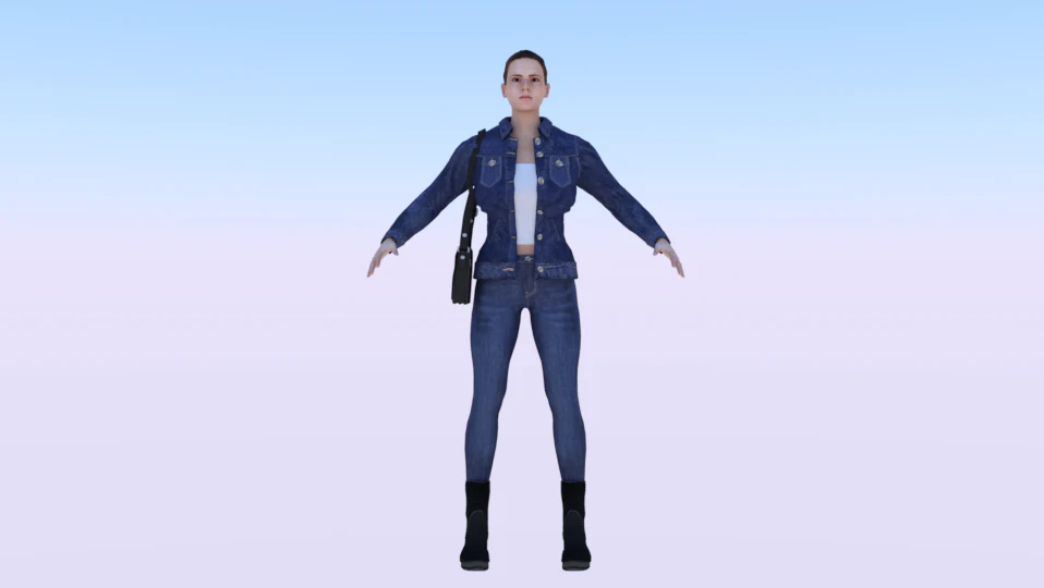 Woman in Casual Clothes 02 3D Model .c4d .max .obj .3ds .fbx .stl .blend 