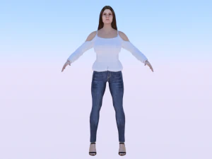 Donna in abiti casual 07 Modello 3D